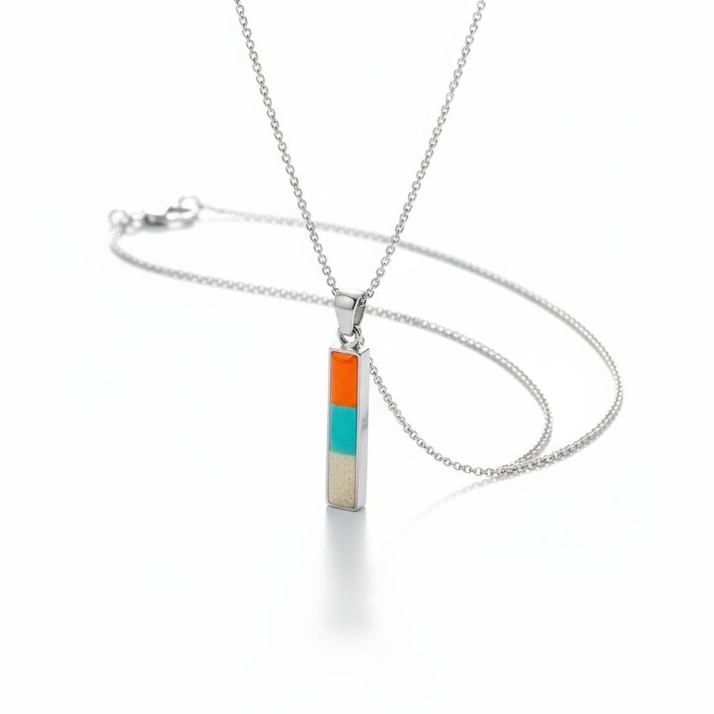 NIP The Shoreline Stainless Steel Drop Bar Real Sand Necklace!!